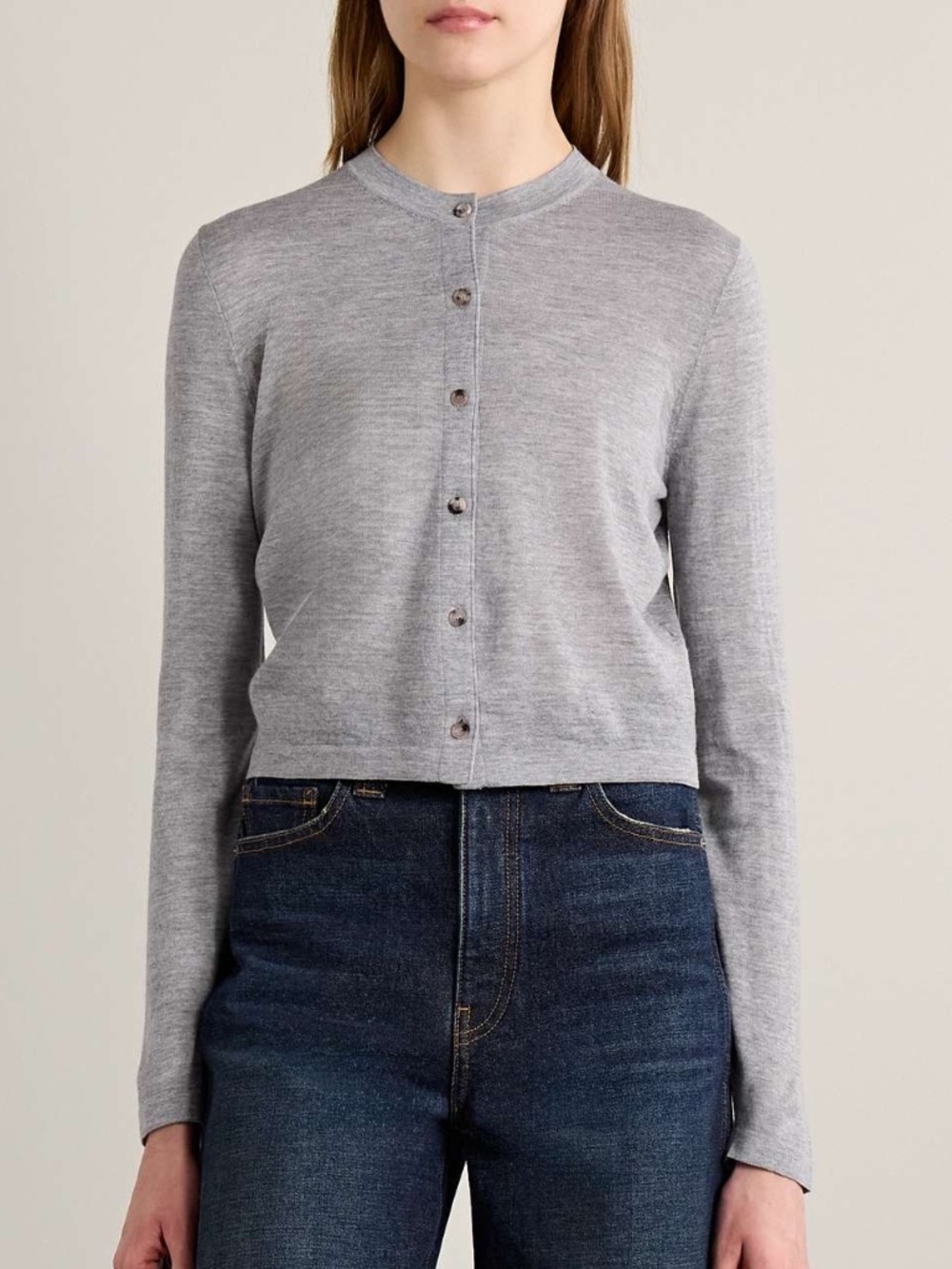 Khaite Brieta Merino Wool Cardigan Mercury Gray Small NWT FLAW